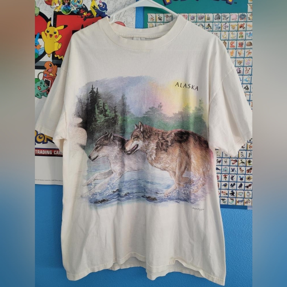 Vintage Single Stitch Anvil Alaska Wolves T-Shirt XL